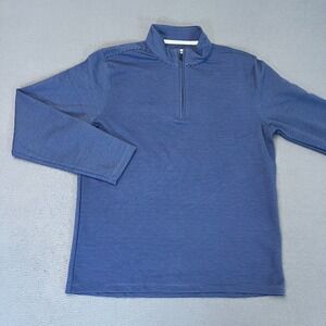Mizzen & Main Mens Small 1/4 Zip Pullover Blue Striped Performance Stretch Modal